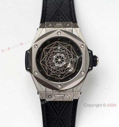 Swiss Replica Hublot Big Bang Sang Bleu Titanium Watch Black Face